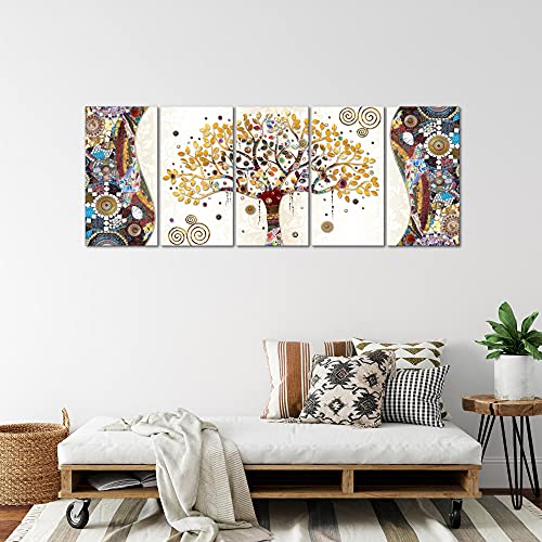 decoración de la mesa Wall Gustav Klimt Árbol de la Vida - 200 x 80 cm Vista de impresión en lienzo Salón Apartamento - listo para colgar - 004655a