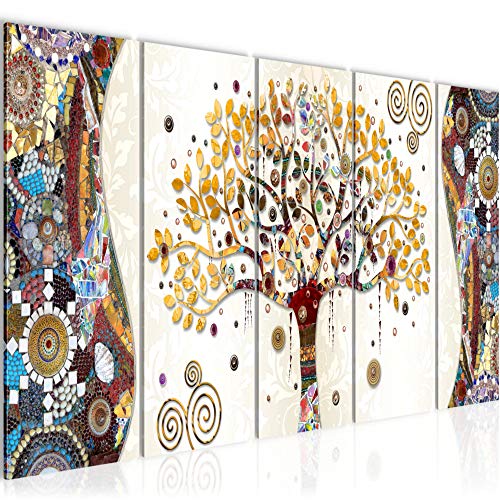 decoración de la mesa Wall Gustav Klimt Árbol de la Vida - 200 x 80 cm Vista de impresión en lienzo Salón Apartamento - listo para colgar - 004655a