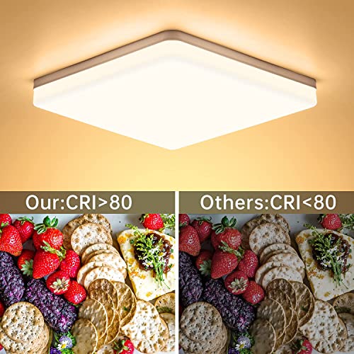 Dehobo Lámpara de Techo LED 48W, Plafón LED Cuadrado, Luz de Techo Blanco Cálido 3000K 4320LM, Moderna LED Plafón Para Dormitorio Baño Comedor Sala de Estar Cocina Balcón, Ø30cm