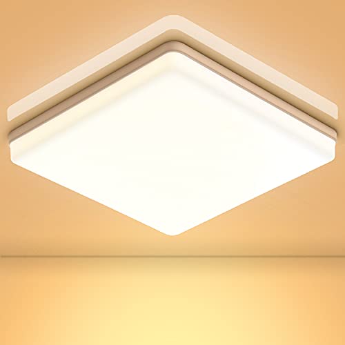 Dehobo Lámpara de Techo LED 48W, Plafón LED Cuadrado, Luz de Techo Blanco Cálido 3000K 4320LM, Moderna LED Plafón Para Dormitorio Baño Comedor Sala de Estar Cocina Balcón, Ø30cm