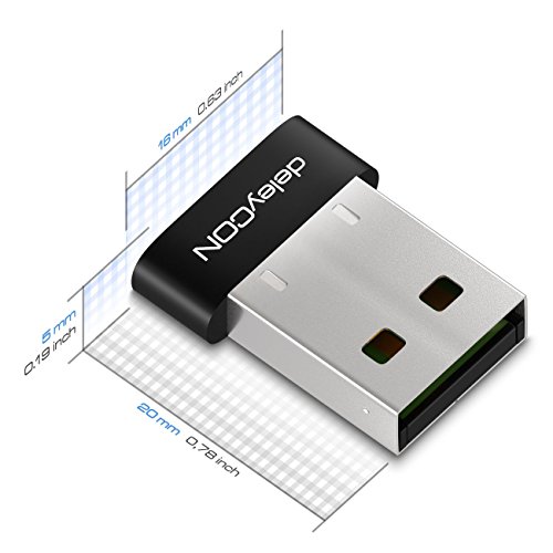 deleyCON Adaptador Bluetooth USB 4.0 de Tecnología Plug & Play Modo EDR a 3 Mbit/s - Windows 10 Compatible - Negro