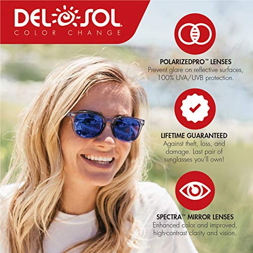 DelSol Solize - Gafas de sol que cambian de color para niños - Splish, Splash - Cambia de color de claro a azul en el sol - Lente Pro polarizada, 100% protección UVA/UVB