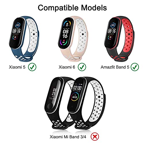 DEOU 2 Pack Correas Compatible con Xiaomi Mi Band 5 / Xiaomi Mi Band 6 / Amazfit Band 5,Coloridos Suave Silicona Pulseras de Repuesto para Mi Band 6 & Mi Band 5 & Amazfit Band 5 (2 Pack B)