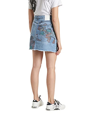 Desigual Fal_India Falda, Azul, 38 para Mujer