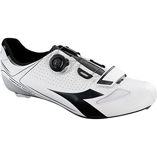Diadora Vortex Racer II, Zapatillas de Ciclismo para Carrera. Unisex Adulto, Blanco Blanco y Negro 3051, 40 EU