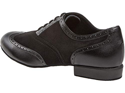 Diamant Hombres Zapatos de Baile 177-025-070 - Ante/Cuero Negro - Confort (Ancho) - 2 cm Standard [UK 8]