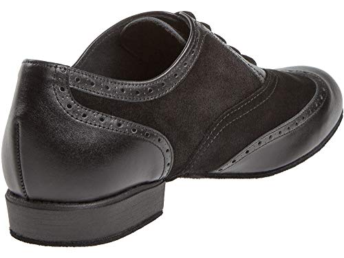 Diamant Hombres Zapatos de Baile 177-025-070 - Ante/Cuero Negro - Confort (Ancho) - 2 cm Standard [UK 8]
