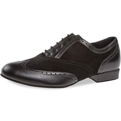 Diamant Hombres Zapatos de Baile 177-025-070 - Ante/Cuero Negro - Confort (Ancho) - 2 cm Standard [UK 8]