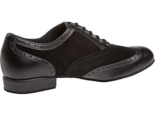 Diamant Hombres Zapatos de Baile 177-025-070 - Ante/Cuero Negro - Confort (Ancho) - 2 cm Standard [UK 8]