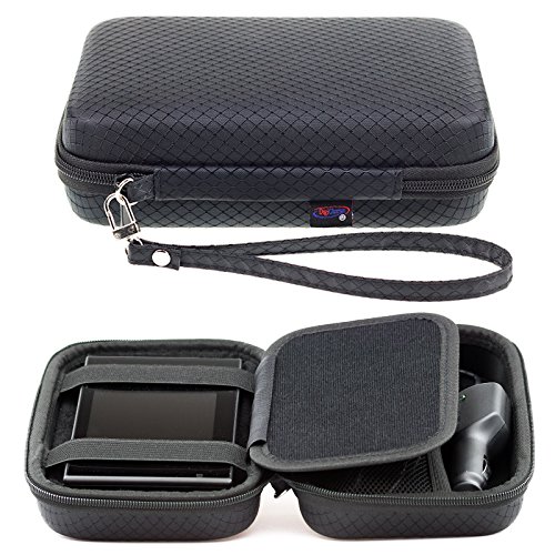 Digicharge® Negro Funda Duro Para Garmin Drive DriveAssist DriveSmart DriveLuxe 52 55 50 51 40 LMT-S LMT-D LM Dezl 580 570 560 Nulink 1695 Mio MiVue Drive 55 50 5'' GPS Sat Nav Con Asa y Compartimentos Para Accesorios