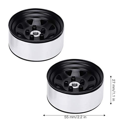 Dilwe Bujes de llanta de aleación de Aluminio de 4 Piezas de 1,9 Pulgadas para orugas RC 1/10 para vehículos RC axiales 1/10 RC TRX4 D90 SCX10 90046RC(Negro)