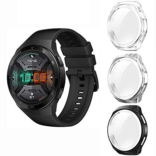 Diruite 3-Pack Fundas Compatible con Huawei Watch GT 2e, TPU Flexible Antirrayas Reemplazo Funda Protectora Suave Protector Pantalla para Huawei Watch GT 2e