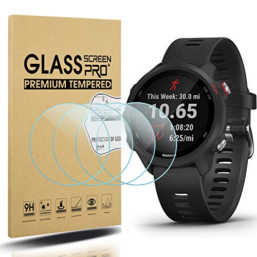 Diruite 4 Pack Compatible con Garmin Forerunner 245/245 Music Cristal Templado Protector Pantalla,HD Film 9H Dureza Transparente Antiarañazos