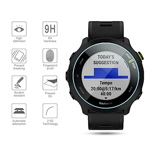 Diruite 4-Pack Compatible con Garmin Forerunner 55 Cristal Templado Protectores Pantalla, HD Protector Pantalla para Garmin Forerunner 55 Smart Watch [9H Dureza Antiarañazos][Sin Burbujas]