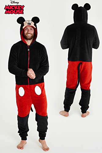 Disney Mickey Mouse Pijama Hombre Entero de Una Pieza, Pijama Hombre Invierno Forro Polar, Pijama Mono con Capucha, Regalos para Hombre (M)