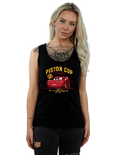 Disney mujer Cars Piston Cup Champion Tank Top Medium Negro