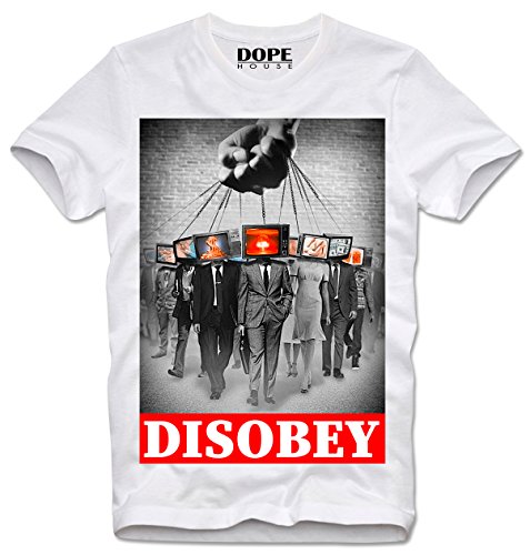 DOPEHOUSE T-Shirt Camiseta Disobey Media Mass Surveillance MassenÜberwachung TV Medien, M