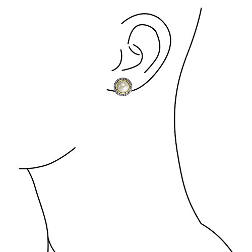 Dos Tonos Estilo Simulado Domo Blanco Perla Pendientes Clip Mujer No Oreja Perforada Aleación Plata Chapada En Oro