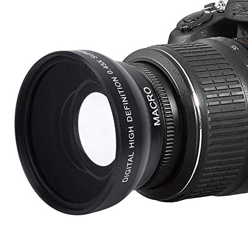 Dpofirs 49mm 0.45X Lente de Gran Angular para Cámaras, 62 mm Rosca Frontal para Filtro, Lente Óptico Universal de Alta Definición para Cámaras con Rosca de Lente de 49mm, Accesorios de Fotografía