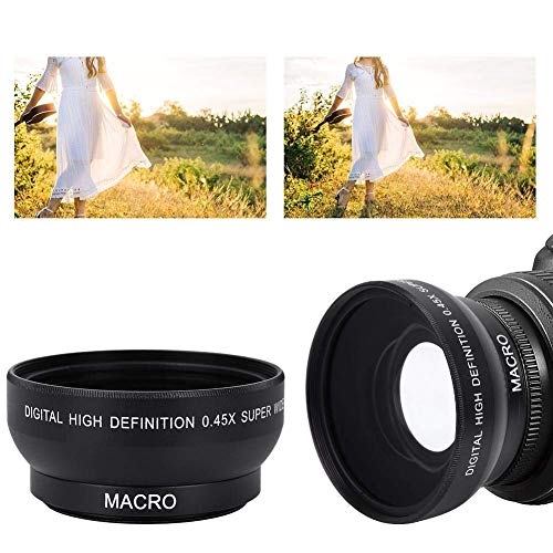 Dpofirs 49mm 0.45X Lente de Gran Angular para Cámaras, 62 mm Rosca Frontal para Filtro, Lente Óptico Universal de Alta Definición para Cámaras con Rosca de Lente de 49mm, Accesorios de Fotografía