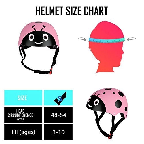 dPois Casco de Bici Niño Protección Seguridad Mariquita Escarabajo Unisex Casco Infantil Mono Ajustable Dibujo Animado para Ciclismo Patinaje sobre Ruedas Bicicleta para Niños Rosa One_Size