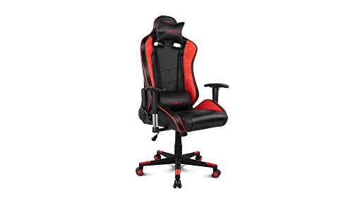 Drift DR85BR - Silla Gaming Profesional, polipiel, reposabrazos 2D, piston clase 4, asiento basculable, altura regulable, respaldo reclinable, cojines lumbar y cervical, color negro/rojo