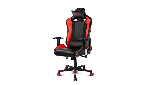 Drift DR85BR - Silla Gaming Profesional, polipiel, reposabrazos 2D, piston clase 4, asiento basculable, altura regulable, respaldo reclinable, cojines lumbar y cervical, color negro/rojo