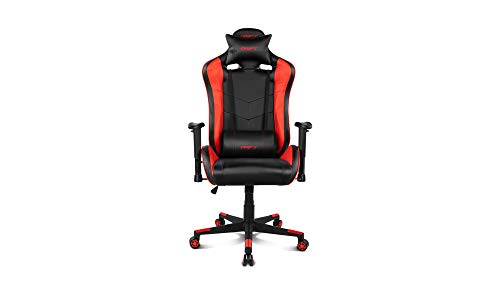 Drift DR85BR - Silla Gaming Profesional, polipiel, reposabrazos 2D, piston clase 4, asiento basculable, altura regulable, respaldo reclinable, cojines lumbar y cervical, color negro/rojo