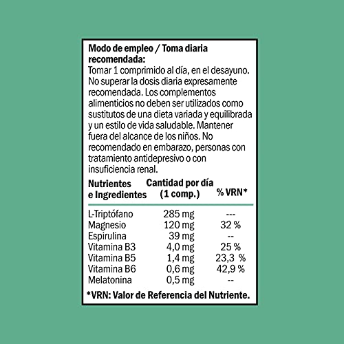 DR.REYNOLDS - Energy | Triptófano + Magnesio + Espirulina + Vitamina B3, B5, B6 + Melatonina | Metabolismo energético | Sistema nervioso | Rendimiento intelectual | Cansancio y Fatiga | Estrés | 60 Ud