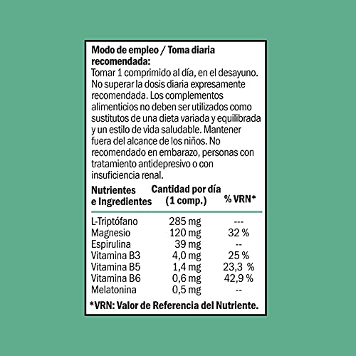 DR.REYNOLDS - Energy | Triptófano + Magnesio + Espirulina + Vitamina B3, B5, B6 + Melatonina | Metabolismo energético | Sistema nervioso | Rendimiento intelectual | Cansancio y Fatiga | Estrés | 60 Ud