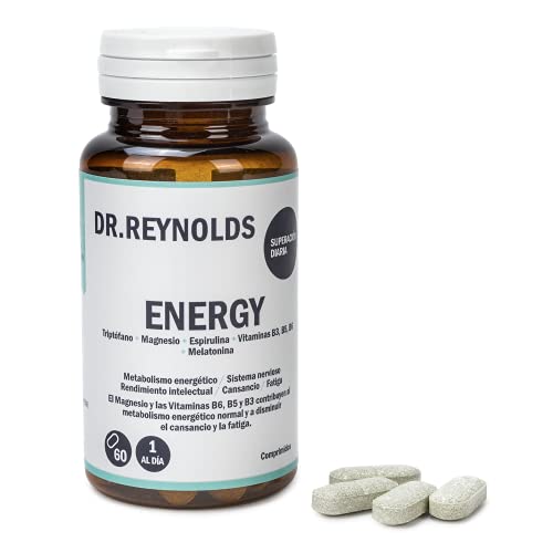 DR.REYNOLDS - Energy | Triptófano + Magnesio + Espirulina + Vitamina B3, B5, B6 + Melatonina | Metabolismo energético | Sistema nervioso | Rendimiento intelectual | Cansancio y Fatiga | Estrés | 60 Ud