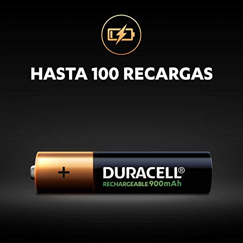 Duracell Pilas Recargables AAA 900 mAh, paquete de 4, Color Verde