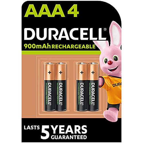 Duracell Pilas Recargables AAA 900 mAh, paquete de 4, Color Verde