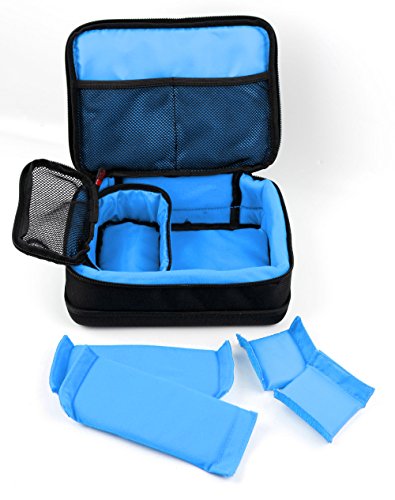 DURAGADGET Bolsa Acolchada Profesional Negra con Compartimentos e Interior en Azul clarito para cámaras Deportivas SJCAM SJ5000X / Sj5000 Plus Sj5000+ Ambarella A7LS75 / SJCAM SJ4000 WiFi