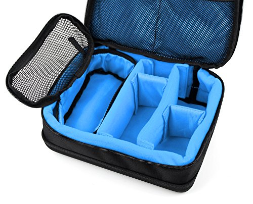 DURAGADGET Bolsa Acolchada Profesional Negra con Compartimentos e Interior en Azul clarito para cámaras Deportivas SJCAM SJ5000X / Sj5000 Plus Sj5000+ Ambarella A7LS75 / SJCAM SJ4000 WiFi