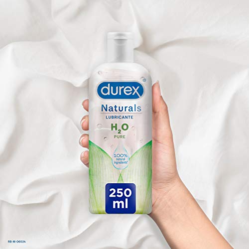 Durex Naturals H2O Lubricante Base Agua, 100% Natural Sin Fragancia, Colorantes ni Agentes Irritantes – 250ml