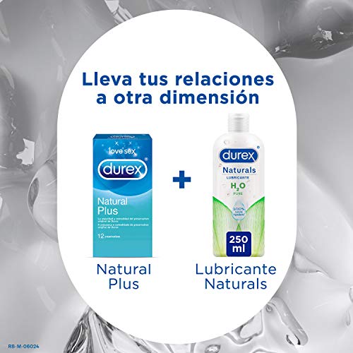 Durex Naturals H2O Lubricante Base Agua, 100% Natural Sin Fragancia, Colorantes ni Agentes Irritantes – 250ml