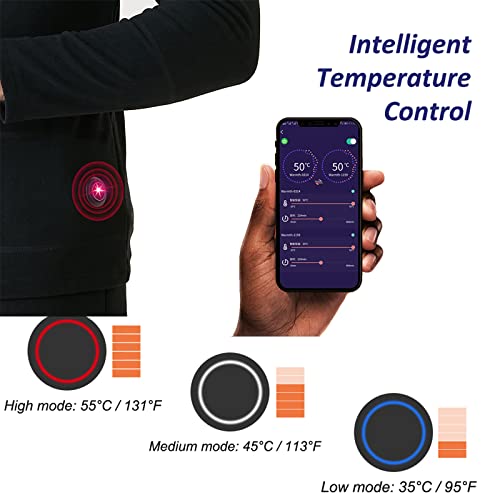 DXDUI Ropa Interior Calefacción Al Aire Libre Alimentación por USB Fibra Carbono Ropa Térmica Eléctrica Control Temperatura para Personas Mayores Acampada Deportes Al Aire Libre Negro,XXL