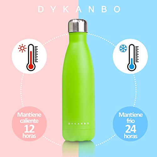 DYKANBO Botella térmica de Acero Inoxidable. Termo para Bebida fría o Caliente como Agua, café, té o infusiones. para Llevar al Trabajo, Oficina, Gimnasio o a la Playa. 500ml (Azul Turquesa)