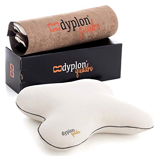 Dyplon Quadro | Almohada Ortopédica Cervical | Memory Foam | Cojin Antiescaras | Ideal para Descansar de Lado | Producto Europeo | Funda 100% en algodón Natural | Transpirable