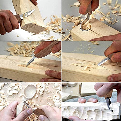 Eamplest 10pcs Juego de Cuchillos para Tallar Madera, Juego de Herramientas de Tallado para Carpintería de Bricolaje, para Principiantes y Profesionales Escultores