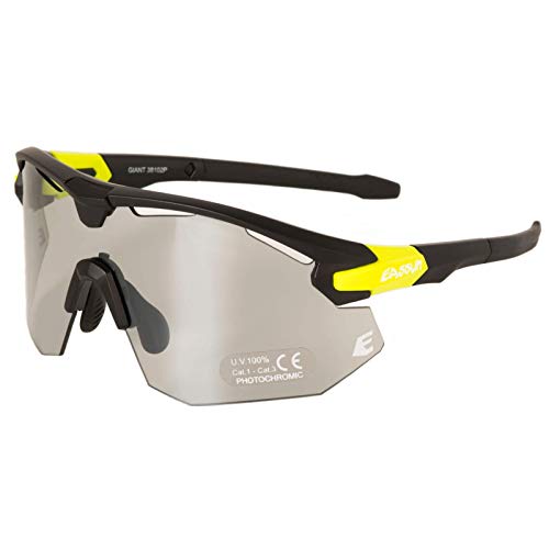 EASSUN Gafas de Ciclismo Giant, Fotocromáticas, Antideslizantes y Ajustables con Sistema de Ventilación - Negro Mate