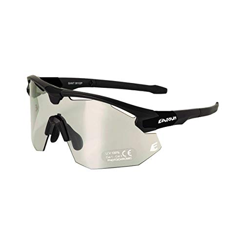 EASSUN Gafas de Ciclismo Giant, Fotocromáticas, Antideslizantes y Ajustables con Sistema de Ventilación - Negro Mate