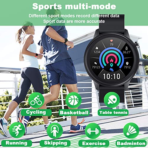 ECG Smartwatch Hombre, Impermeable IP68 Reloj Inteligente con Corporal Temperatura, Mujer Smart Watch con Monitor de Frecuencia Cardíaca Notificación de Mensajes Podómetro Monitor de Sueño (Negro)