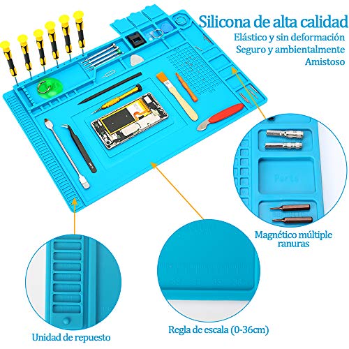 E·Durable alfombrilla soldadura para Soldadura Aislamiento resistente al alta temperatura Reparacion Moviles, computadoras,Cámara(45 * 30 cm)