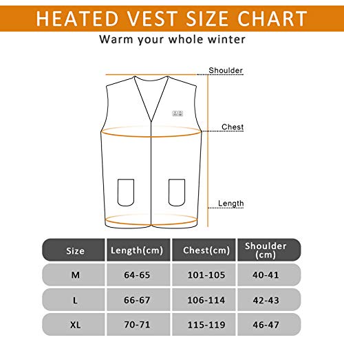 EEIEER Chaleco Calefactable, Chaqueta Calefactable Eléctrico Chaleco Calentado Chaleco Cálido Recargable USB Controladores Duales para Caza Pesca Esquiar,Acampada y Marcha(Batería Incluida)