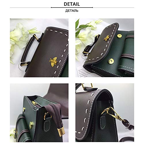 EggshellHome Moda PU Impermeable Cuero De La Aleta Mochila Mochila Abeja Monedero Mochila Mochila Casual Elegante Antirrobo Ligera Senderismo Bolso Escuela Taleguilla De La Vendimia,Negro