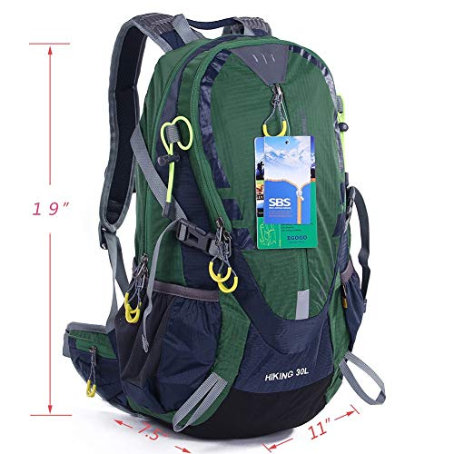 EGOGO 30L al Aire Libre Ciclismo Senderismo Mochila Resistente al Agua Corriendo Mochila Camping con Lluvia Cubierta S2310 (Verde)