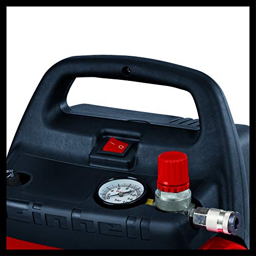 Einhell Compresor TC-AC 190/6/8 OF (1.100 W, máx. 8 bar, motor exento de aceite/servicio, depósito de aire comprimido de 6 litros, manómetro, acoplamiento rápido, válvula de seguridad, mango)