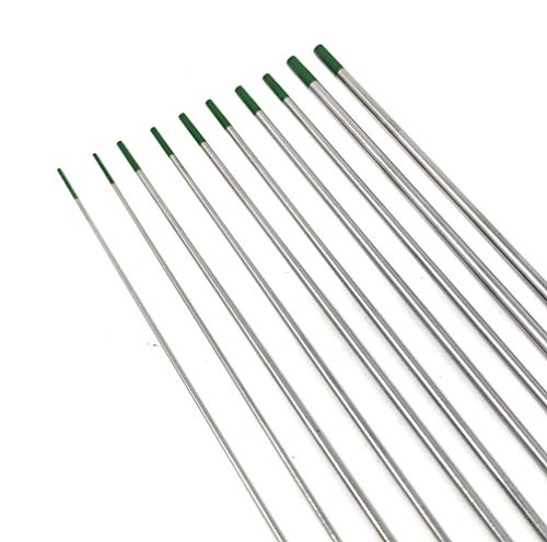 ELCAN Tungstenos soldadura TIG Puro Verde WP profesional, electrodos soldadura para torcha TIG de 1,0 1,6 2,0 2,4 3,2 mm, 10 unidades - Dimensiones: 1,0/1,6/2,0/2,4/3,2 x 175 mm